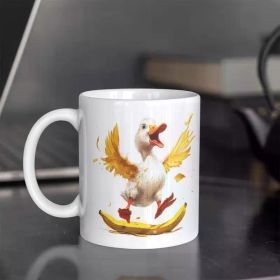 1pc 11 Oz Mona Lisa Record Ceramic Coffee Mug, Hot Or Cold Drinks Are Very Suitable, Art Mug, Unique Gift