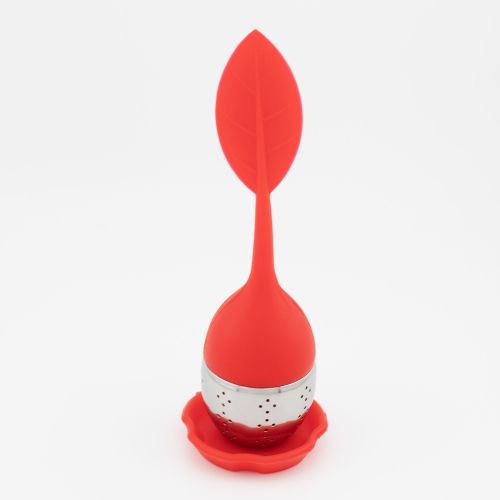 1pc Tea Infuser Silicone Handle Stainless Steel Strainer Drip Tray Included - Loose Tea Steeper - Best Tea Infuser For Loose Leaf Or Herbal Tea