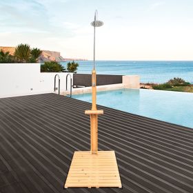 Outdoor Garden Pool Shower with Chassis Board, for Swimming Pool, Patio, Terrace, Garden, Wood (Color: teak)